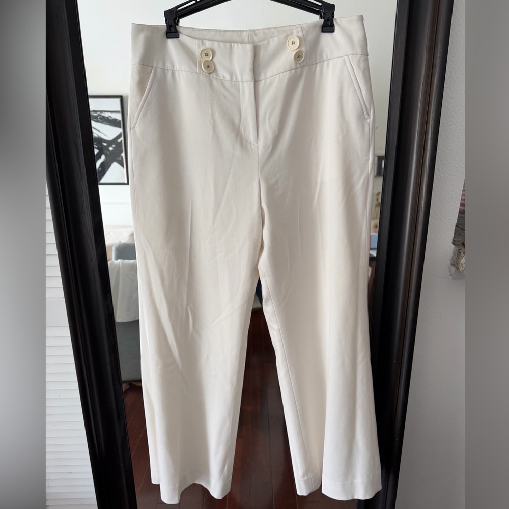 Rafaella Cream Straight Leg Fully Lined Women's Pants size 12P
